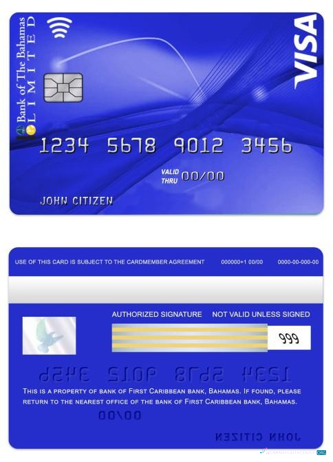 Download Bahamas Bank of Bahamas VISA Classic Card Photoshop template